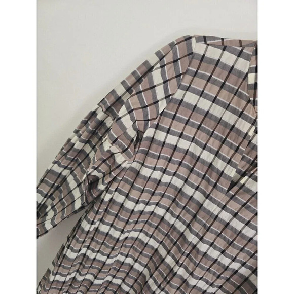 Just Female Anthropologie Midi Soon Plaid Taupe Organic Cotton Dress 36 Small S - Picture 4 of 12